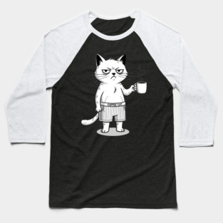 Coffee Cat Baseball T-Shirt