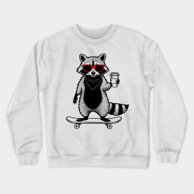 Rad Raccoon Skater Crewneck Sweatshirt by enrynz