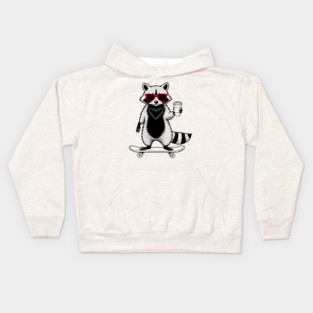 Rad Raccoon Skater Kids Hoodie