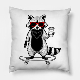 Rad Raccoon Skater Pillow