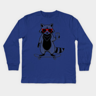 Rad Raccoon Skater Kids Long Sleeve T-Shirt