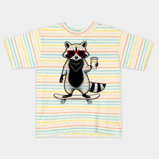 Rad Raccoon Skater Kids T-Shirt