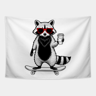 Rad Raccoon Skater Tapestry