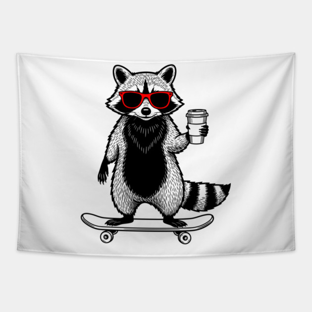 Rad Raccoon Skater Tapestry by enrynz