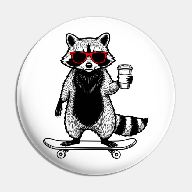 Rad Raccoon Skater Pin by enrynz