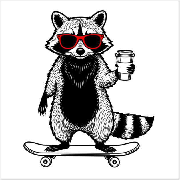 Rad Raccoon Skater Wall Art by Digironin