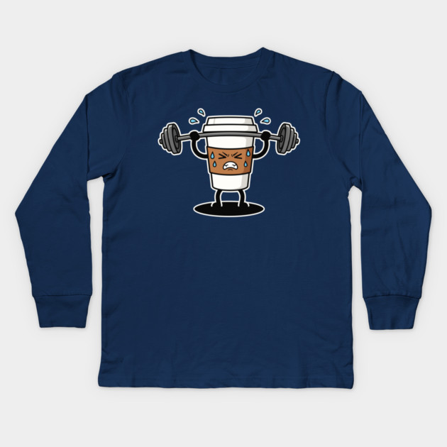 Sweaty Coffee Cup Kids Long Sleeve T-Shirt by enrynz