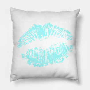 Kiss Smooch Lips Teal Pillow