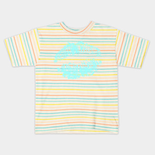 Kiss Smooch Lips Teal Kids T-Shirt