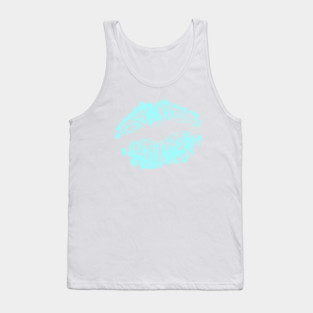 Kiss Smooch Lips Teal Tank Top