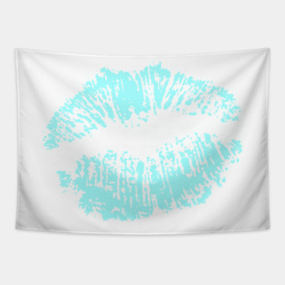 Kiss Smooch Lips Teal Tapestry