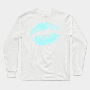 Kiss Smooch Lips Teal Long Sleeve T-Shirt