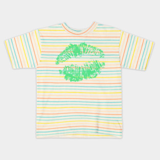 Kiss Smooch Lips Mint Kids T-Shirt