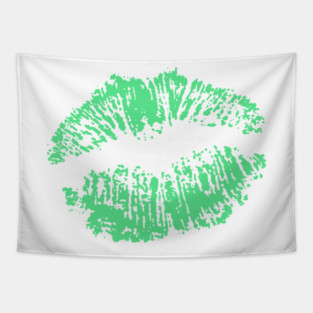 Kiss Smooch Lips Mint Tapestry