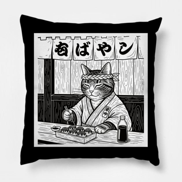 Purrfect Takoyaki Moment Pillow by enrynz