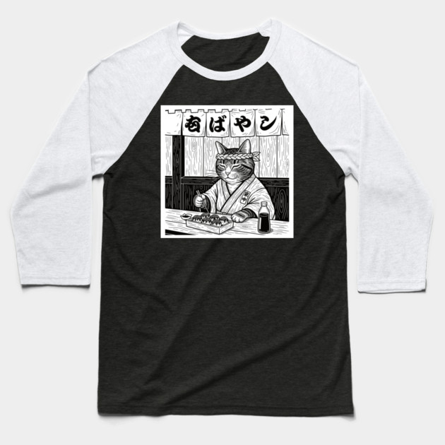 Purrfect Takoyaki Moment Baseball T-Shirt by Digironin