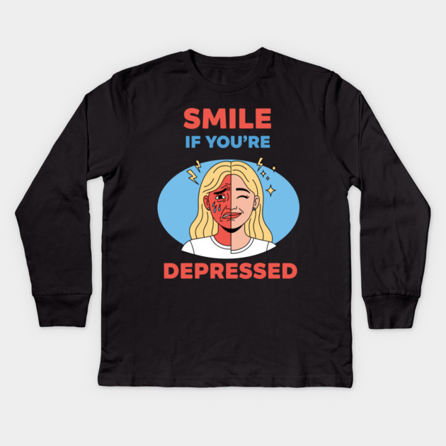 Smile if you're Depressed Kids Long Sleeve T-Shirt by enrynz