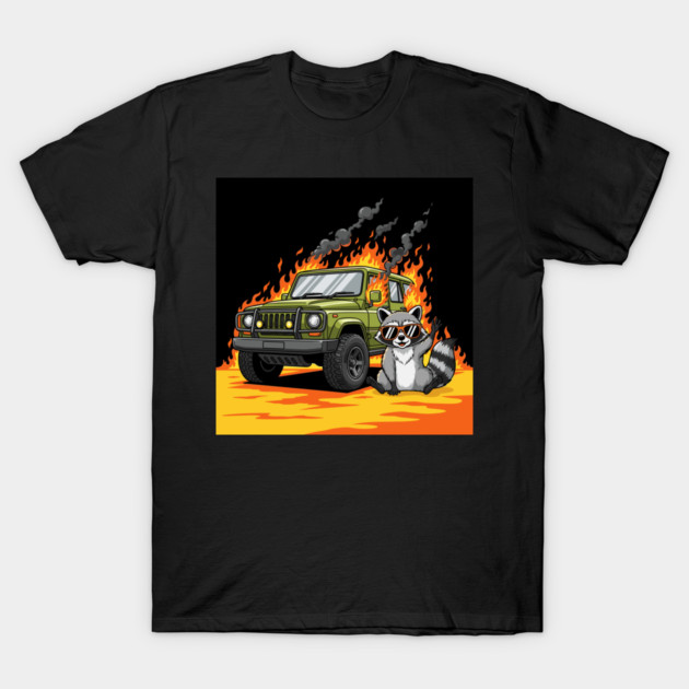Racoon's Blazing Ride T-Shirt by enrynz