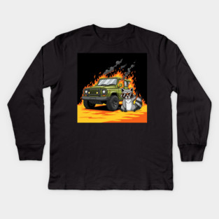 Racoon's Blazing Ride Kids Long Sleeve T-Shirt