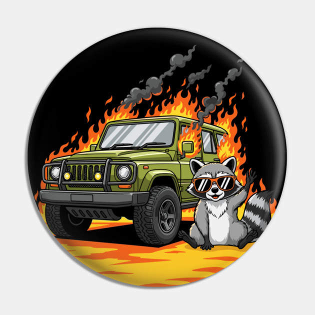 Racoon's Blazing Ride Pin by enrynz