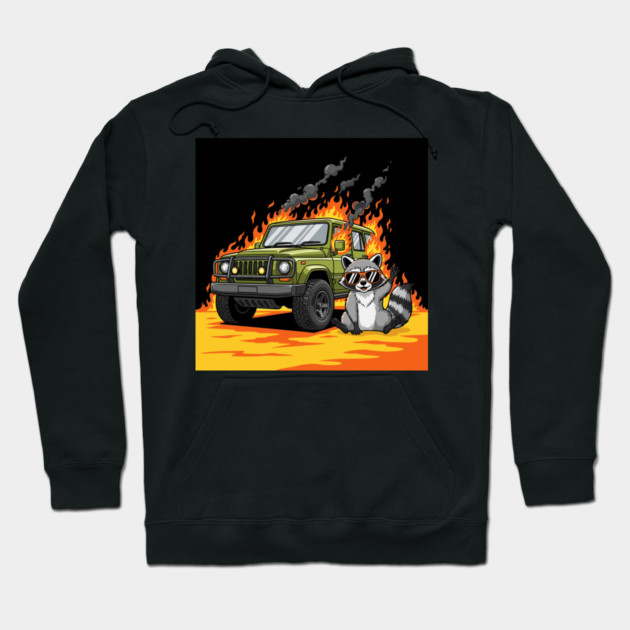 Racoon's Blazing Ride Hoodie by enrynz