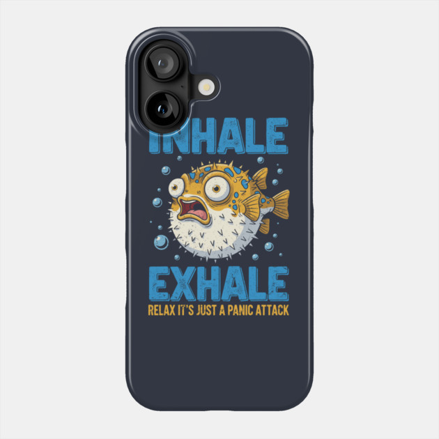 Panic Attack Pufferfish Phone Case by enrynz
