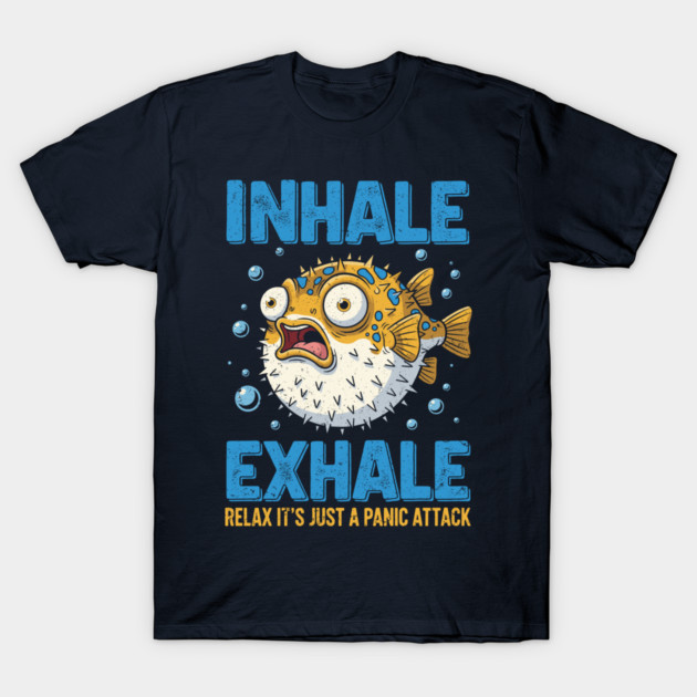 Panic Attack Pufferfish T-Shirt by enrynz