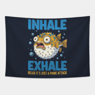 Panic Attack Pufferfish Tapestry