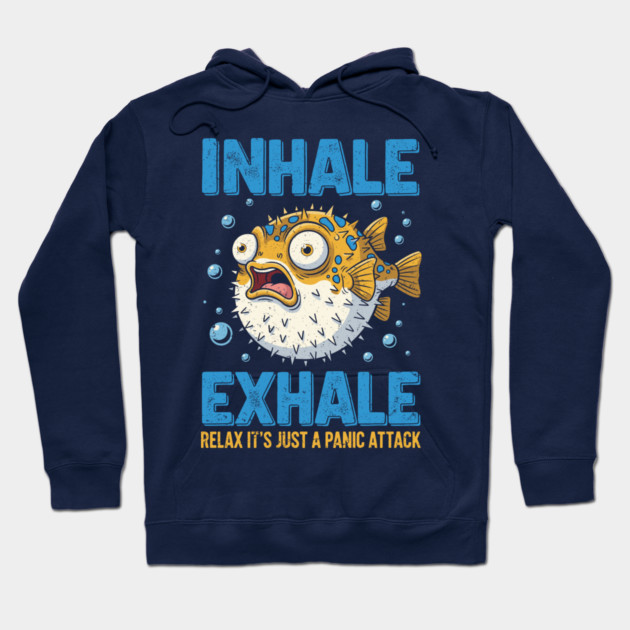 Panic Attack Pufferfish Hoodie by enrynz