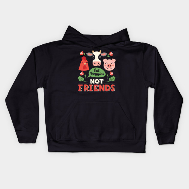 Eat Veggies, Not Friends Kids Hoodie by enrynz