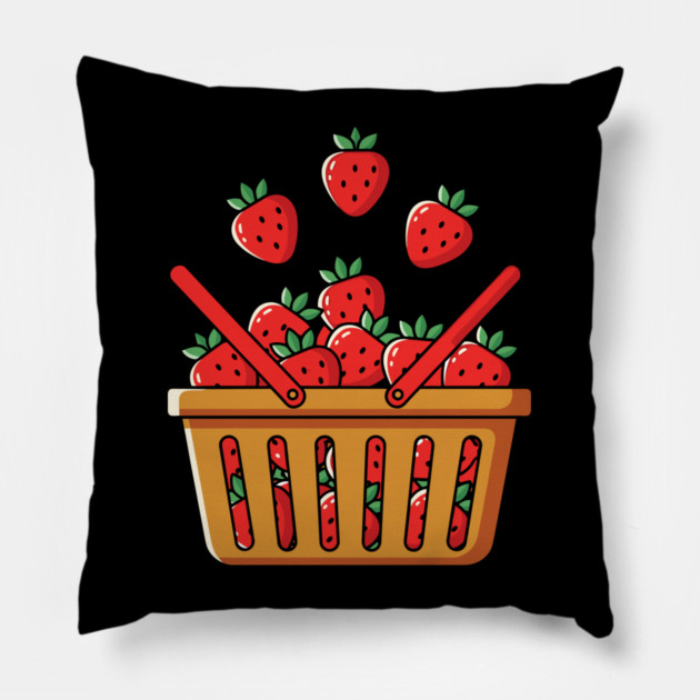 Strawberry Basket Pillow by enrynz