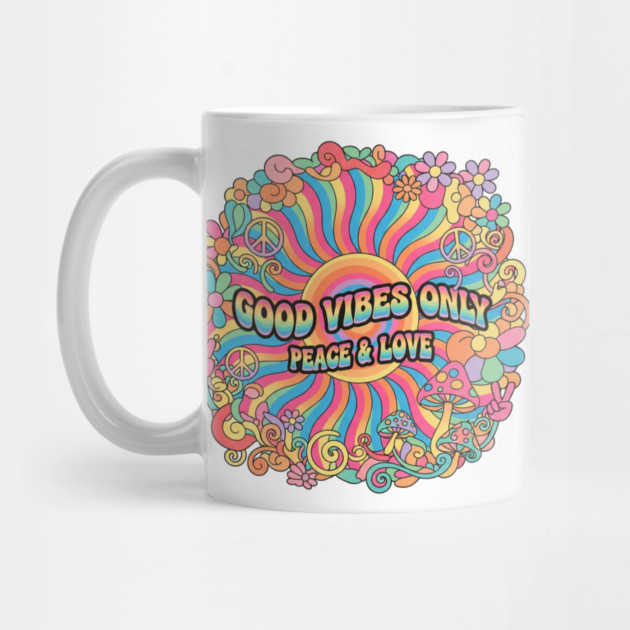 70s Psychedelic Groovy - Good Vibes Only Peace & Love Design by Vintage Retro Prints by RDR Design