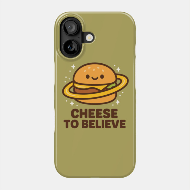 Cheese To Believe – Cute Space Burger Pun | Funny Cosmic Food Tee Phone Case by Anne Lee