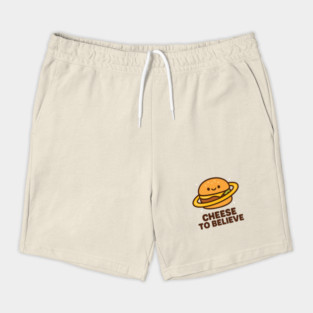 Cheese To Believe – Cute Space Burger Pun | Funny Cosmic Food Tee Shorts