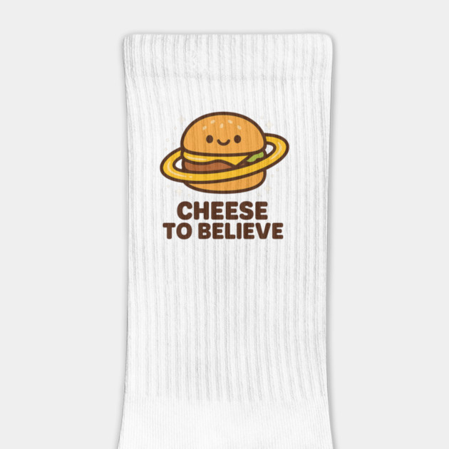 Cheese To Believe – Cute Space Burger Pun | Funny Cosmic Food Tee by Anne Lee
