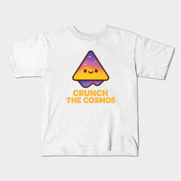 Crunch The Cosmos – Cute Space Nacho Art | Funny Cosmic Snack Tee Kids T-Shirt by Anne Lee