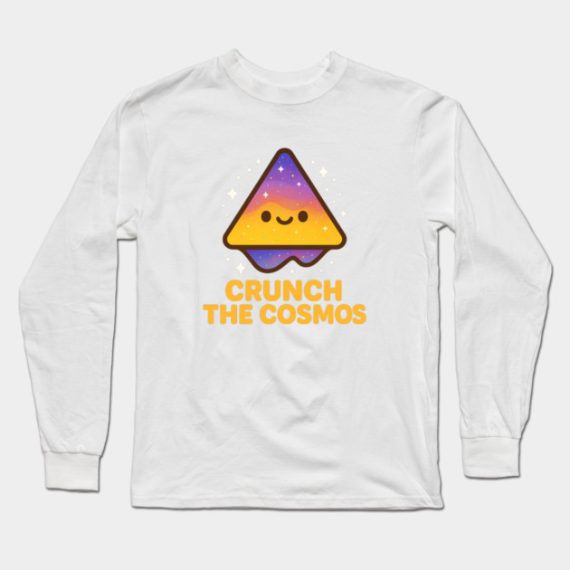 Crunch The Cosmos – Cute Space Nacho Art | Funny Cosmic Snack Tee Long Sleeve T-Shirt by Anne Lee