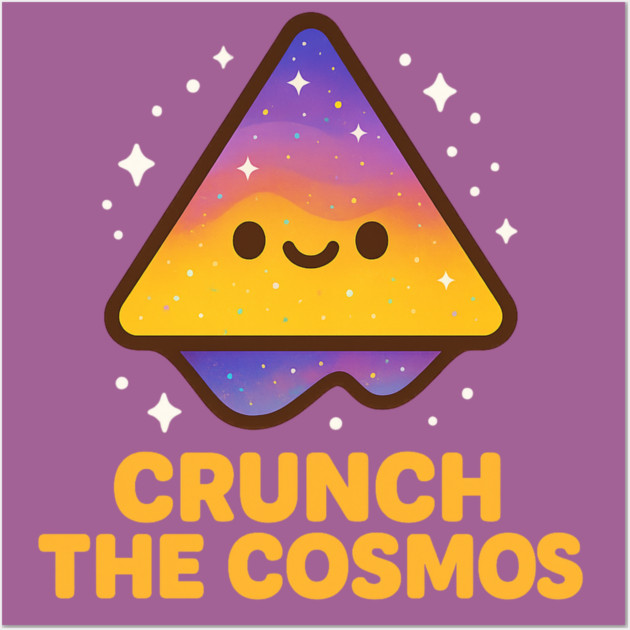 Crunch The Cosmos – Cute Space Nacho Art | Funny Cosmic Snack Tee Wall Art by Anne Lee
