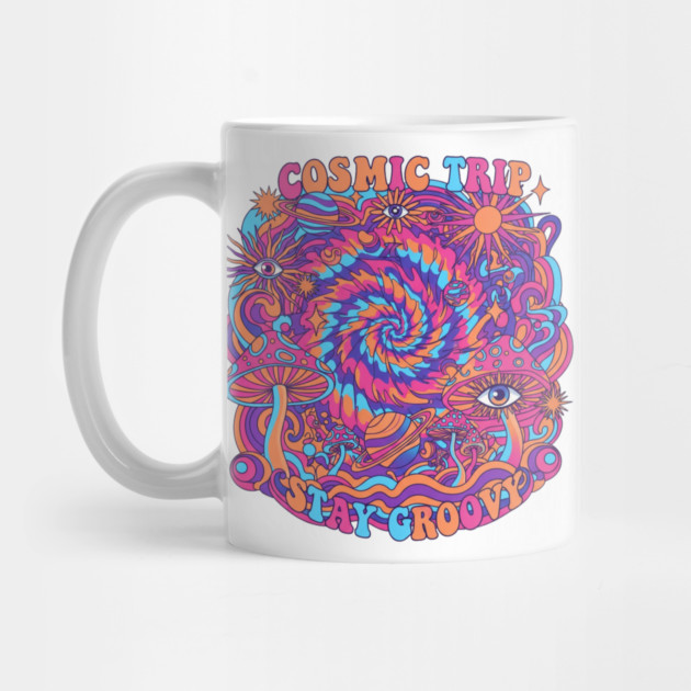 Cosmic Trip Stay Groovy – 70s Psychedelic Mushroom Trippy Retro Design by Vintage Retro Prints by RDR Design