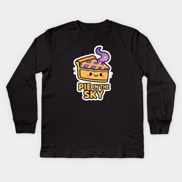 Pie in the Sky – Cute Space Dessert Art | Funny Cosmic Foodie Tee Kids Long Sleeve T-Shirt by Anne Lee