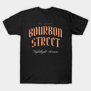 Bourbon Street Chrome Effect - Nightlife Avenue New Orleans Est. 1718 T-Shirt