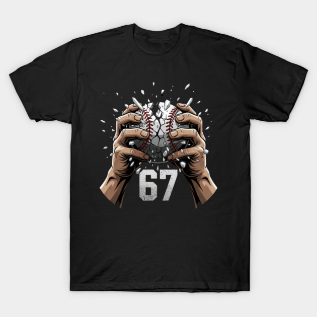 Baseball 67 – Cracked Ball Number 67 Funny Six Seven Meme T-Shirt by ArtistTee ⭐⭐⭐⭐⭐