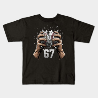 Baseball 67 – Cracked Ball Number 67 Funny Six Seven Meme Kids T-Shirt