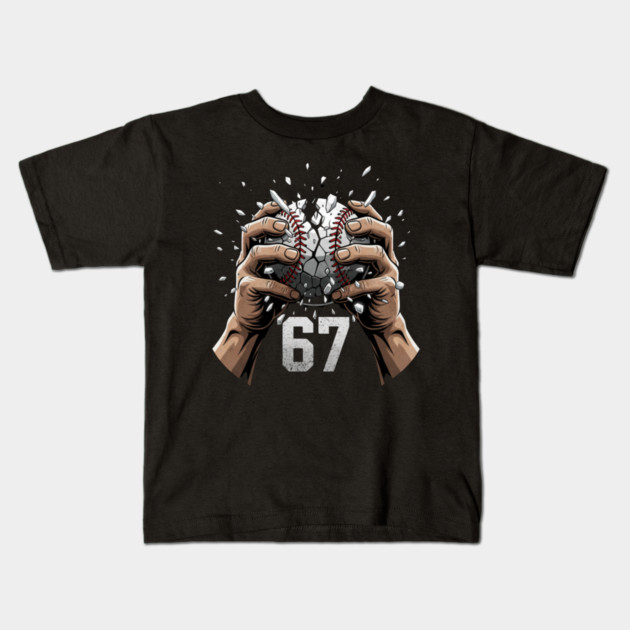 Baseball 67 – Cracked Ball Number 67 Funny Six Seven Meme Kids T-Shirt by ArtistTee ⭐⭐⭐⭐⭐