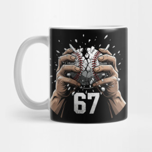 Baseball 67 – Cracked Ball Number 67 Funny Six Seven Meme Mug