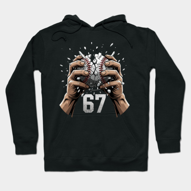 Baseball 67 – Cracked Ball Number 67 Funny Six Seven Meme Hoodie by ArtistTee ⭐⭐⭐⭐⭐