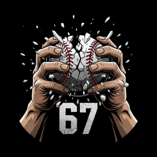 Baseball 67 – Cracked Ball Number 67 Funny Six Seven Meme by ArtistTee ⭐⭐⭐⭐⭐