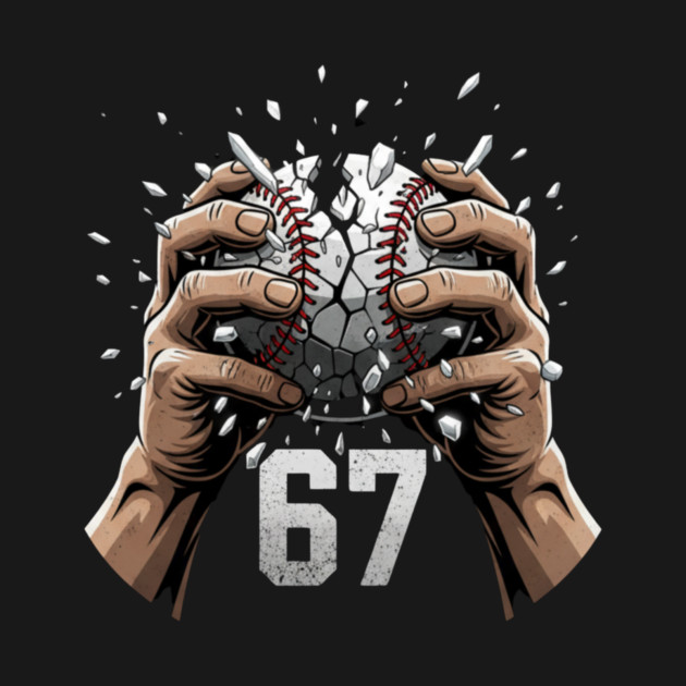 Baseball 67 – Cracked Ball Number 67 Funny Six Seven Meme by ArtistTee ⭐⭐⭐⭐⭐
