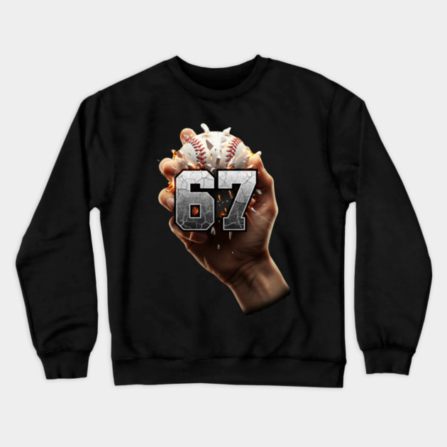 67 Funny Six Seven Meme Baseball Hand Crewneck Sweatshirt by ArtistTee ⭐⭐⭐⭐⭐