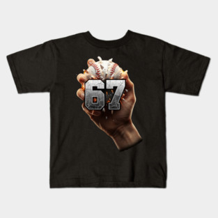 67 Funny Six Seven Meme Baseball Hand Kids T-Shirt